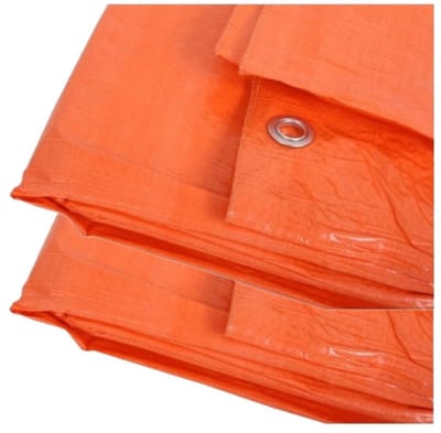 2x stuks outdoor/camping oranje afdekzeil / dekzeil 3 x 5 meter met ringen