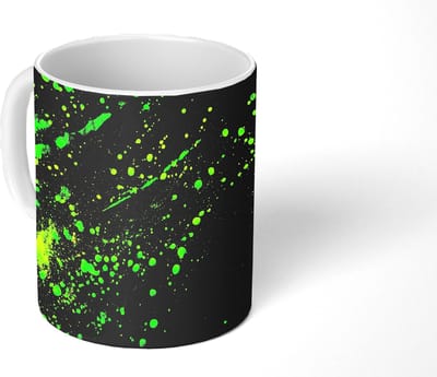 Mok - Koffiemok - Spetters - Groen - Chaotisch - Groen - Mokken - 350 ML - Beker - Koffiemokken - Theemok