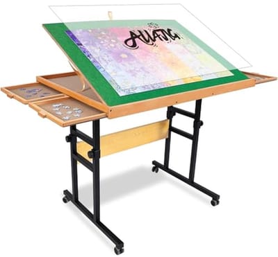 Verstelbare Legpuzzeltafel voor Volwassenen - 1500 Stuks, Draagbaar Houten Puzzelbord met 3 Kantelhoeken en 4 Laden