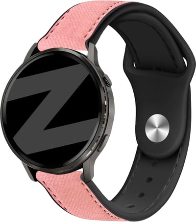 Bandz Leren 'Hybrid' bandje geschikt voor Garmin Vivoactive 6 / 5 / 3 / Vivomove / 3 / HR / Style / Luxe / Sport / Trend / Forerunner 645 / 570 / 245 / 170 / 165 / 70 / 55 / Venu / SQ / SQ2 / 2 Plus / Approach S12 / S40 / S42 / S44 / S50 - Roze