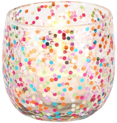 Dekoratief | Theelichthouder 'Color Fest', glas, 8x8x8cm | A258171