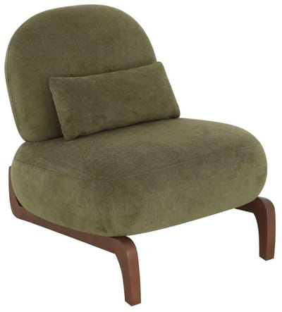 Fauteuil - Accentstoel - Leesstoel - Velvet Stoel - Houten Poten - Zonder Armleuningen - Zacht Kussen - Woonkamer - 77x72,5x33cm - 1 Stuk - Groen