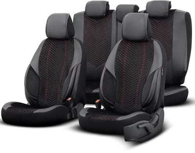 Autostoelhoezenset Advanced zwart-rood (complete set)