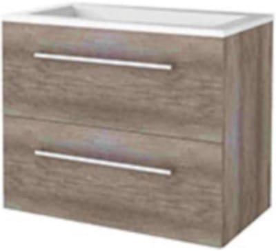 Basic-Line Start 46 Badkamermeubelset - 80 x 46 cm - Met Grepen - 2 Lades - Acryl Wastafel - Zonder Kraangat - Scotch Oak