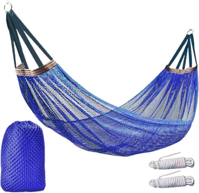 Kampeerhangmat - Reishangmat Buiten - Ontspanning Buiten - Lichtgewicht Ademend - 200 kg Capaciteit - Blauw