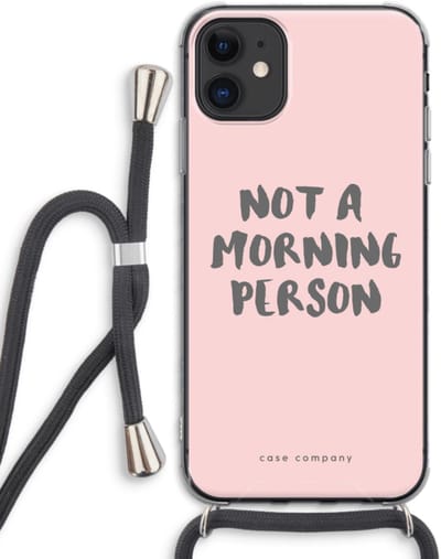 Case Company® - Hoesje met koord geschikt voor iPhone 11 hoesje met Koord - Morning person - Telefoonhoesje met Zwart Koord - Bescherming aan alle Kanten en Over de Schermrand