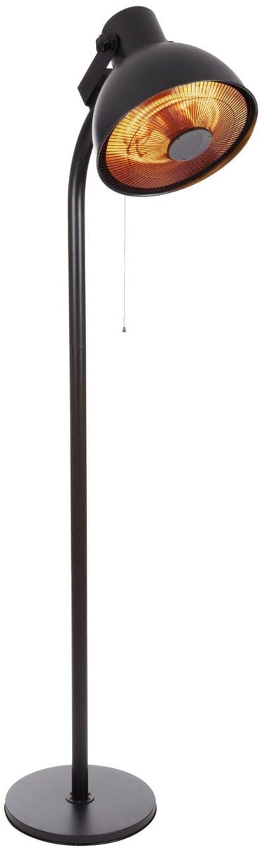 Perel Staande terrasverwarmer, 2000 W, carbon, met trekschakelaar, kantelbeveiliging, 3 warmteniveaus, in hoogte verstelbaar, plensdicht, retrodesign, metaal, zwart