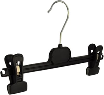 De Kledinghanger Gigant - Knijperhanger - Kinderen - PG30 - 10 Stuks - Kunststof - Zwart - Verschuifbare Anti-slip knijpers - 30 cm - Rokhanger - Broekhanger - Pantalonhanger - Kinderhanger - PG-Serie (PG30_00/10)