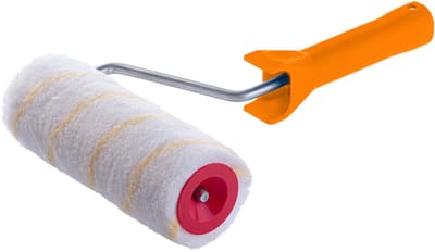KADAX Verfroller, verfroller, schilderrol voor muurverf, gevelverf, schilderroller, laagpolig, schilderbenodigdheden met handvat van kunststof, gevelroller, schilderset, verfrollerbeugel (25 cm)