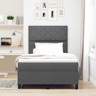 vidaXL - Boxspring - bed - met - matras - Donkergrijs - 120 - x - 190 - cm - Stof