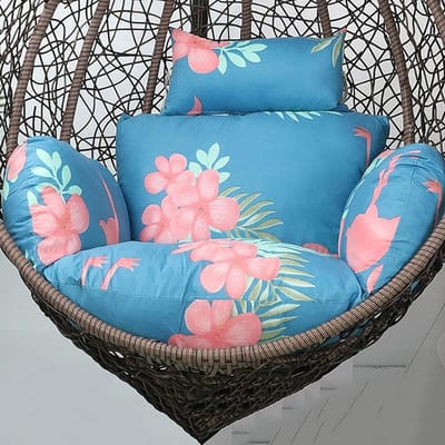 Alleen hangstoelkussen, 8 cm dik voor buiten, hangmand, zitkussen, met verstelbare hoofdsteun, afneembaar wasbaar schommelstoelkussen voor strandterras, tuin (pauw blauw)