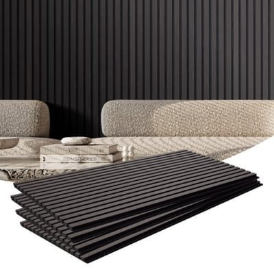 VEVOR akoestische panelen, 1200 x 600 x 21 mm, MDF accenthouten wandpanelen voor moderne binnenmuurdecoratie, akoestisch paneel, imitatiehouten wandpanelen voor geluidsreductie, zwarte eik