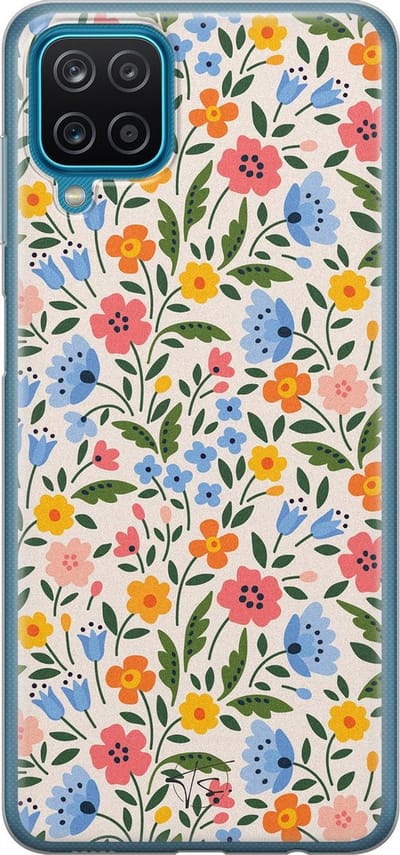 Hoesje geschikt voor Samsung Galaxy A12 - Romantische bloemen - Soft Case - TPU - Bloemen - Multi - Mooie Telefoonhoesjes