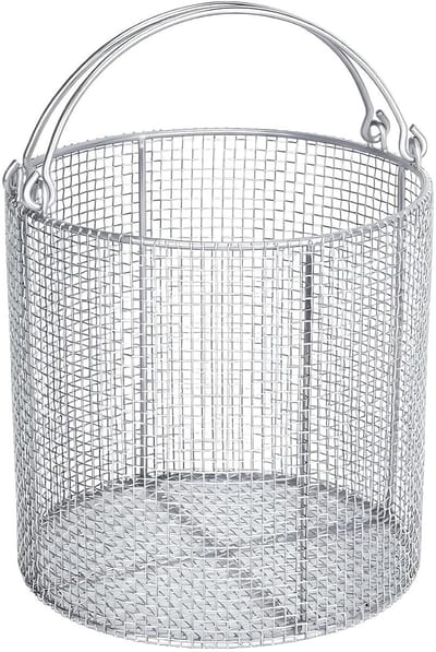 Reinigingsmand Roestvrij Staal - Lab Mandje - Ultrasoon Reinigen - Dubbele Handgrepen - 20x20 cm - Zilver