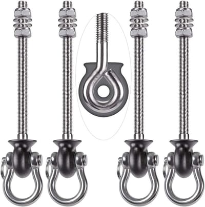 Set van 4 Roestvrijstalen Swing Hangers voor Yoga Hangmat en Schommels, 1500 lbs Capaciteit, Geschikt voor Houten en Stalen Balken, Duurzaam en Antiroest