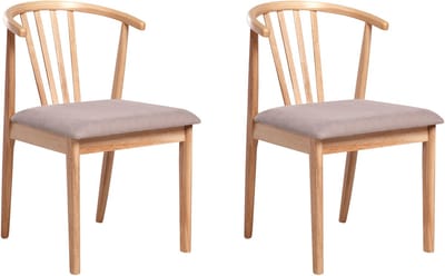 CRAIG - Eetkamerstoel set van 2 - Lichtbruin/Taupe - Rubberhout