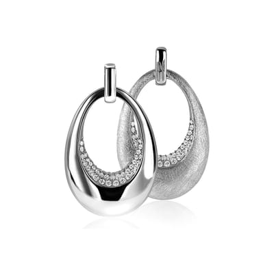 Mart Visser by ZINZI zilveren hanger tweezijdig ovaal wit MVH10 (zonder collier)