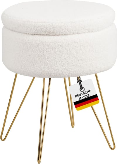 Albatros Kruk met Opbergruimte Cannes - Kruk met Opbergruimte, Modern Ontwerp, Edele Fluwelen of Sherpa Bekleding - Kruk of Bank met Opbergruimte - Optimaal als Voetenbankje of Kaptafel Kruk