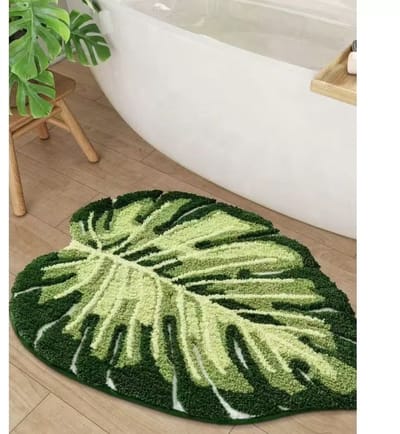 50 x 80 cm met groene bladerpatroon, zacht pluizig, zeer absorberend, sneldrogend en antislip, machinewasbaar voor doucheruimtes, badkamers, slaapkamers en kinderkamers