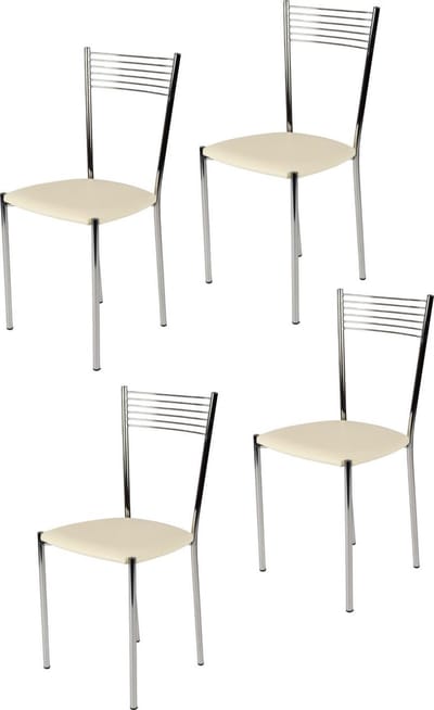 Tommychairs Elegance - Eetkamerstoelen - Set van 4 - Chroom & Ivoor - Kunstleer