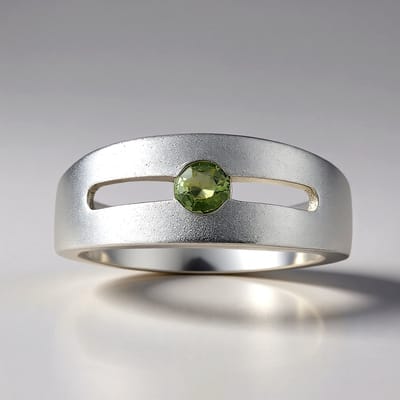Cavill - Zilveren ring met Groene Tuléar Saffier 0,204 ct - 925 Sterling zilver met palladium - Moderne damesring met bezel zetting elegant