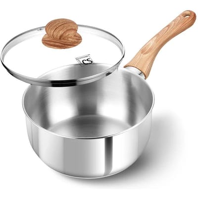 KOCH SYSTEME CS Roestvrijstalen Steelpan 1QT/2QT/3QT Anti-aanbak Melkpan met Hittebestendig Bakelieten Handvat Steelpannen Inductie gray