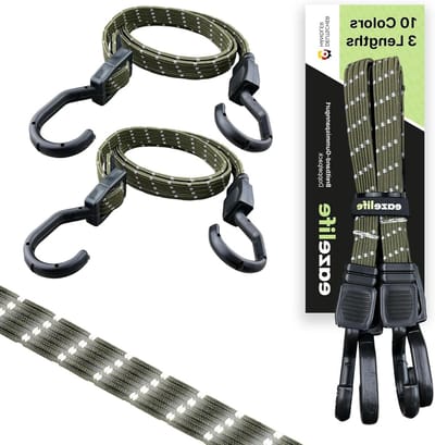 Rubberen Spanband Set - Spanbanden met Haken - Transport Bevestigen - Reflecterende Details - 120 cm - Mosgroen