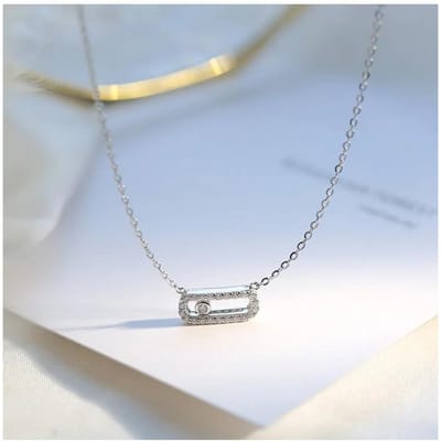 Klassieke Prachtige Jubileum Ketting Geometrische Zirkonia All-match Dames Hanger Trui Ketting Jubileum Ketting white