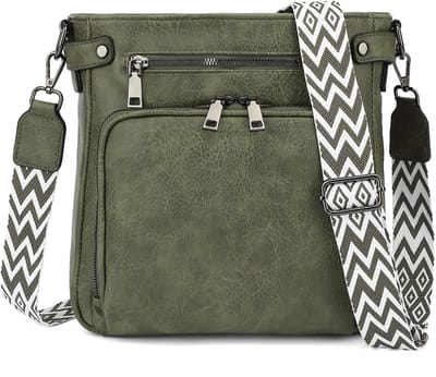 TAN.TOMI Schoudertas Dames, Crossbody Tas, Crossbodytassen voor Dames met Verstelbare - Afneembare Brede Band - Donkergroen