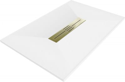 Mexen Toro rechthoekige SMC douchebak 100 x 70 , wit, gouden afdekplaat - 43107010-G