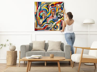 Olieverf picasso schilderij | Olieverfmeesterwerk geïnspireerd door de genialiteit van Picasso's kunstwerken | Kunst - 30x30 centimeter op Dibond | Foto op Dibond