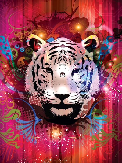 Fotobehang Tiger Abstract | XXL - 206cm x 275cm | 130g/m2 Vlies