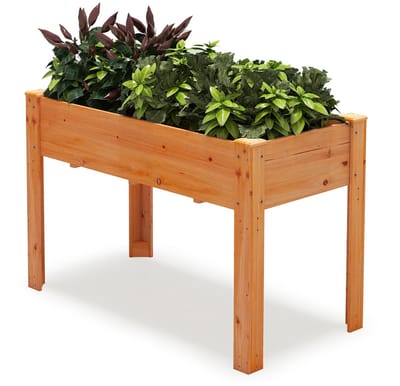 COSTWAY Verhoogd tuinbed, van hout, verhoogd tuinbed, plantenbak met drainagegaten, groentebed, plantenbed, rechthoekig, kruidenbed, groot, plantenbak voor balkon, tuin, terras, 120 x 60 x 82 cm