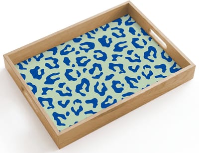 Dienblad hout 40x30 cm - Schootdienblad - Panterprint - Blauw - Groen - Dierenprint - Borrelplank rechthoek - Plateau dienbladen