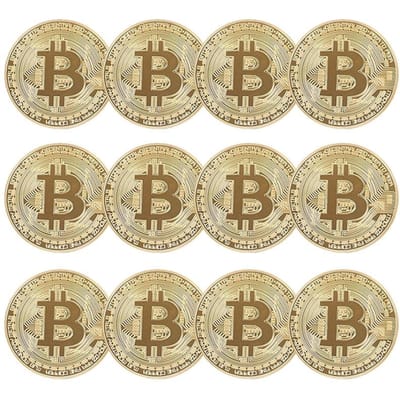 12 Stuks Bitcoin Munt Goud En Zilver Metaal 40 Mm Schatzoekspel Voor Volwassenen Kinderen Speelgeld Herdenkingsgeschenken Kunstcollecties