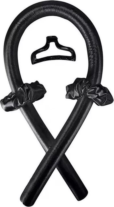 Scoby - Heatless Kruller - Satijnen Haarkruller - Krulband - Curling Ribbon - Incl. Scrunchies en Clip - Zwart