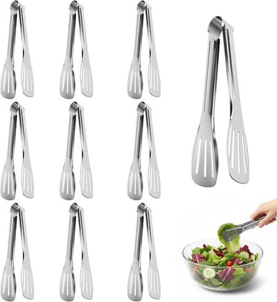 Set van 10 RVS Keukentangen van 7 Inch - Grilltangen, Kooktangen en Airfryer Tangen voor Perfecte Bereiding