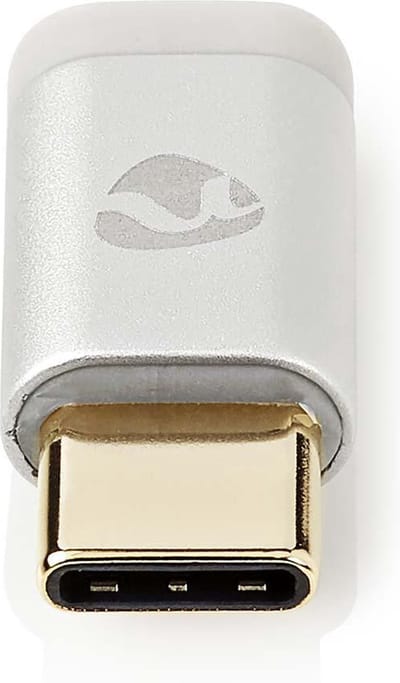 Nedis USB-C Adapter - USB 2.0 - USB-C Male - USB Micro-B Female - 480 Mbps - Rond - Verguld - Zilver - Cover Window Box