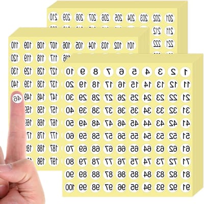 4500 stuks cijferstickers 1-300, ronde kleefcijfers voor mappen, sorteren en organiseren, mini-cijferstickers op 45 vellen van papier