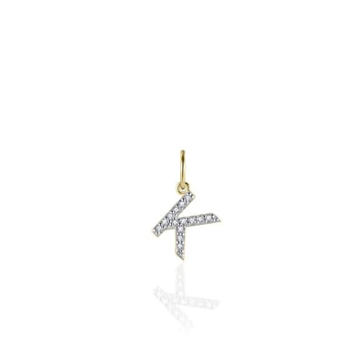 Gisser Jewels - Hanger excl. Collier - Letter K gezet met Zirkonia - 8mm - Geelgoud Verguld Zilver 925