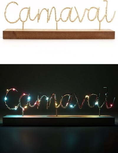 Decoratie plankje met tekst CARNAVAL verlicht - 36x12cm - Thema feest party thema festival