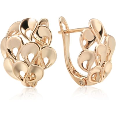 Nieuwe Ongebruikelijke Holle Bloem Hangende Oorbellen Voor Vrouwen Rose Goud Kleur Bruids Oorbellen Bruiloft Dagelijkse Mode Etnische Sieraden beige