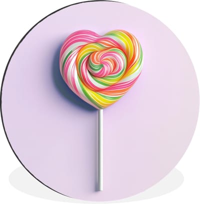 WallCircle - Wandcirkel - Muurcirkel - Hart - Lolly - Snoep - Aluminium - Dibond - 60x60 cm - Binnen en Buiten