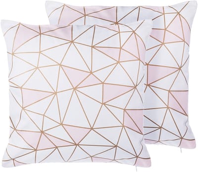 CLARKIA - Sierkussen set van 2 - Wit/Roze - 45 x 45 cm - Katoen