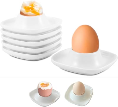 Eierdopjes 6 stuks - Klassieke eierstandaard - Ontbijt serveren - Vaatwasmachinebestendig - Diameter 94 cm - Wit