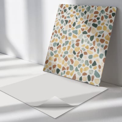 Wallfluent Vinyl Tegels - Lijm Mozaïekpatroon Wand PVC Tegels - 30 cm x 30 cm - Geel Vinyl Tegels - 9 stuks - Vierkant PVC Tegels - Texturen Plaktegels - Vinyl Vloer Tegels - Plaktegels Keuken en Badkamer