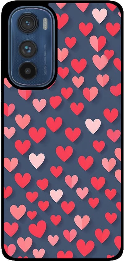 Smartphonica Telefoonhoesje Geschikt voor Motorola Edge 30 met Roze en Rode Hartjes Opdruk - TPU Backcover Case With Rosé and Red Heart Design geschikt voor Motorola Edge 30