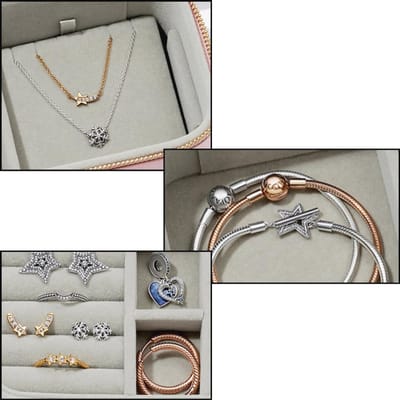 Sieradendoosje voor Dames en Meisjes - Sieradenorganizer voor op Reis - Grijs - 200 x 101 x 85 mm