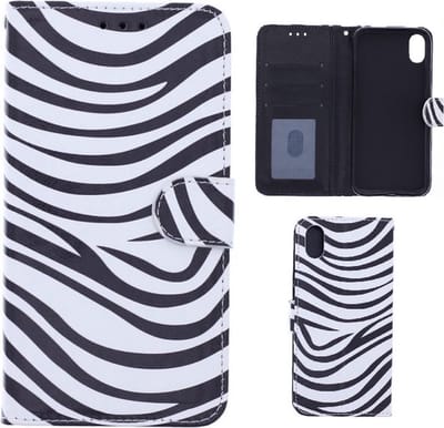 Portemonnee Book Case Hoesje Geschikt voor: Apple iPhone X / XS - Zebra Print