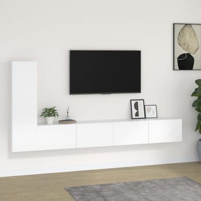 vidaXL - 3-delige - Tv-meubelset - bewerkt - hout - wit